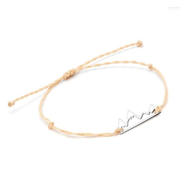 Pulseras con dijes Montaña de acero inoxidable Cadena encerada Trenzado Mujeres Hombres Naturaleza impermeable Naturaleza al aire libre Verano Bosque Joyería anudada1 Inte22