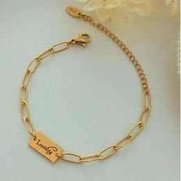 Bracelets de charme en acier inoxydable nickel et sans plomb Rolo trombones chaîne barre bracelet pour femmes filles