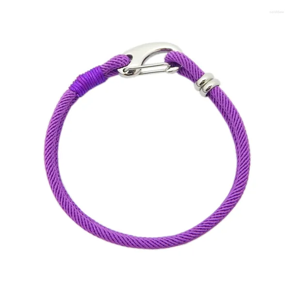 Pulseras de encanto de acero inoxidable hilo púrpura amuleto mujeres hombres suerte pulsera de moda elegante pareja romántica joyería al por mayor