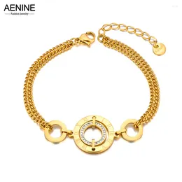 Charm Armbanden Rvs Romeinse Numerieke Cirkel Ketting Mode Armband Trendy Waterdichte Sieraden Voor Vrouwen AB23116