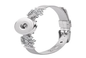 Bracelets Charmet Button de acero inoxidable Rhinestones Clover Charms Jewelry Fit 18 mm para mujer o niña3159731