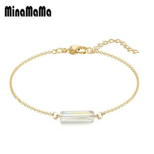 Bracelets porte-bonheur en acier inoxydable chaîne mince beau cristal Tube Bracelet pour femme Simple bijoux à la mode