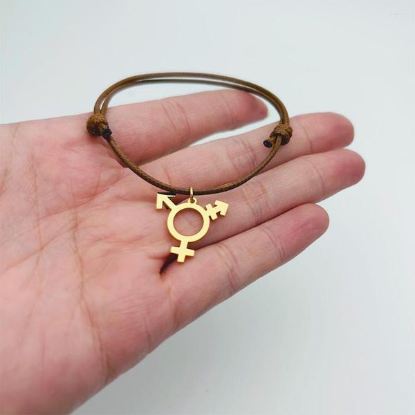 Bracelets porte-bonheur acier inoxydable transgenre symbole minimaliste réglable corde chaîne bracelet hommes femmes LGBT Gay Trans Pride bijoux