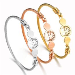 Bracelets porte-bonheur arbre de vie en acier inoxydable pour femmes or Sier Rose bracelet mode bijoux cadeau livraison directe Dhkvf