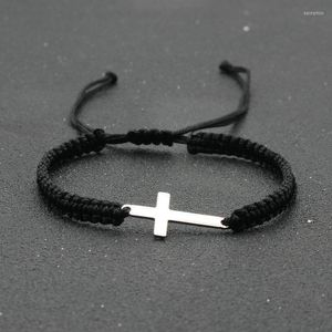 Bracelets porte-bonheur en acier inoxydable tissé jésus croix bracelet couple corde tressée à la main pour hommes femmes bijoux cadeau son SX-10Charm Kent22