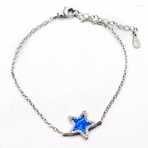 Bracelets porte-bonheur forme d'étoile cristal bleu opale de feu pierre chaîne à main femmes femme mode bijoux cadeau