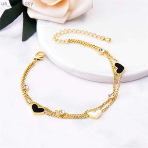 Charm Armbanden Staal Nieuwe Mode Fijne Sieraden Laag Zirkoon Natuurlijke Shell Vlinder Hart Charme Dikke Ketting Armbanden Voor Vrouwen R231107