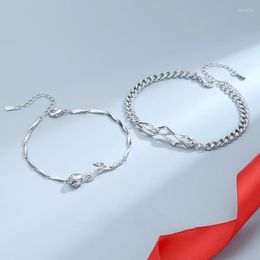 Bedelarmbanden sterling zilveren kleur doorn roos voor lover's paar handketen link originele mode sieraden met stempel