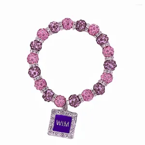 Bracelets de charme extensible ajuster Disco boule de cristal perles violet groupe Social femmes au ministère WIM personnalisé