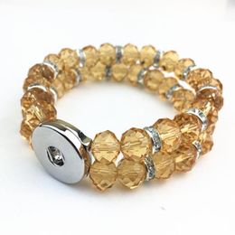 Bracelets à breloques Style Double couche jaune pierre de naissance cristal perle bouton pression 18mm Bracelet élastique fait à la main bijoux 5 pièces/lotCharm