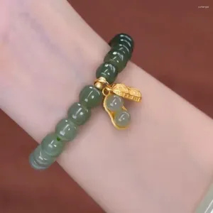 Pulseras con dijes Joyería de estilo Brazaletes de esmeralda Cadena de mano femenina Hetian Jade Cuentas de gradiente coreano