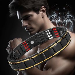 Bracelets de charme Bracelet de thérapie magnétique élégant pour hommes soulagement efficace de la douleur 109 pièces bracelet de germanium d'énergie 316L bijoux en acier inoxydable 231030