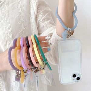 Bedelarmbanden zomer mode mobiele telefoon hou van hart hanger hangende ring telefoon polsband zachte siliconen lanyard riem anti-lost armband