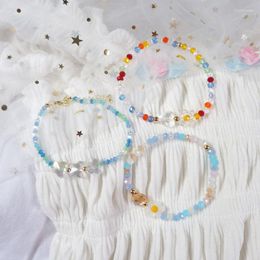 Pulseras con dijes Summer Little Fresh Cute Colorful Beaded Bracelet Girl Love Heart Flowers Butterfly Diseño de interés especial 2023