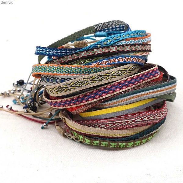 Bracelets de charme Été Népal Ethnique Bohême Tissu Bracelet Femmes Hommes Vintage Espagne Palais Motif Tissu Boho Tissu Bracelet Pour Femmes Bijoux