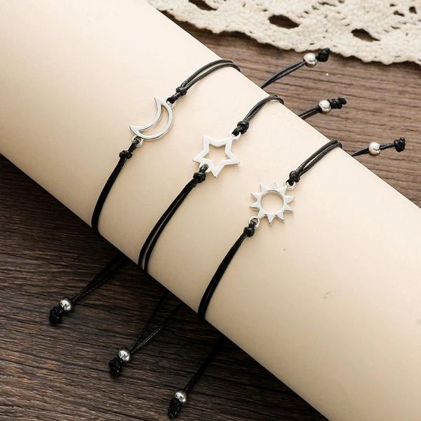 Bracelets de charme Sun Moon Star Carte Amitié amis Corde Chaîne Engagement Gift Christmas Fashion Bijoux
