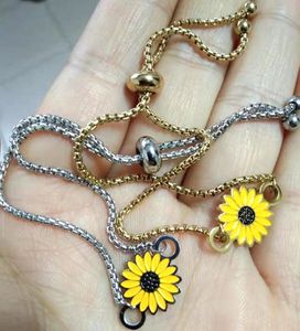 Charme Bracelets Tournesol Bracelet Daisy Réglable En Acier Inoxydable Bracelet Dames Vintage Bijoux Couple Bracelet Chanceux Amitié En Gros 230821