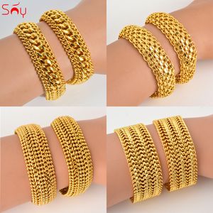 Bedelarmbanden zonnige sieraden 12 mm20 mm grote wijd voor vrouwen heren armband 18k goud vergulde dubbele wevende rolo kabel stoeprand link ketting cadeau 230814