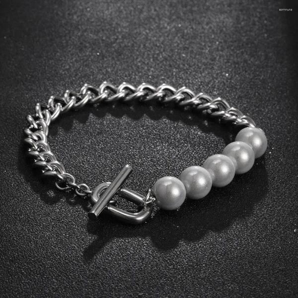 Bracelets de charme Sweet Cool Chain Splice Bracelet de perles réfléchissantes pour hommes Petit marché Hip Hop Mode Hommes Titanium Steel Grossiste