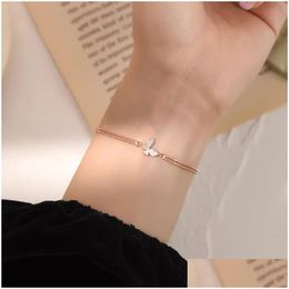 Bracelets de charme bracelet de papillon de zircon brillant doux pour femmes chaîne de couleurs sier anti-allergique avec cadeau de tampon s925 s-b401 drop del dhwhm