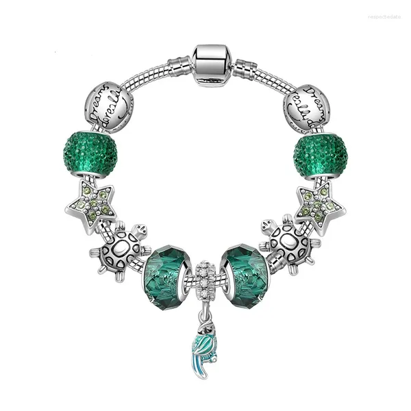 Bracelets de charme Szelam Green Starparrot Braceletsbangles for Women Jewelry Crystal Bracelet Bracelet Silver Tortoise SBR190344