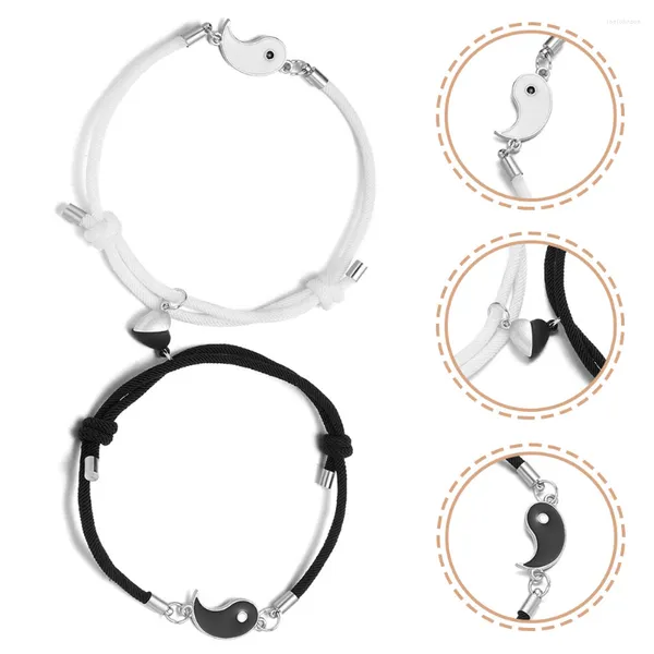 Pulseras con abalorios, pulsera de pareja de Tai Chi, decoración de muñeca para mujer, joyería a juego de amor, decoración de Metal para mujer