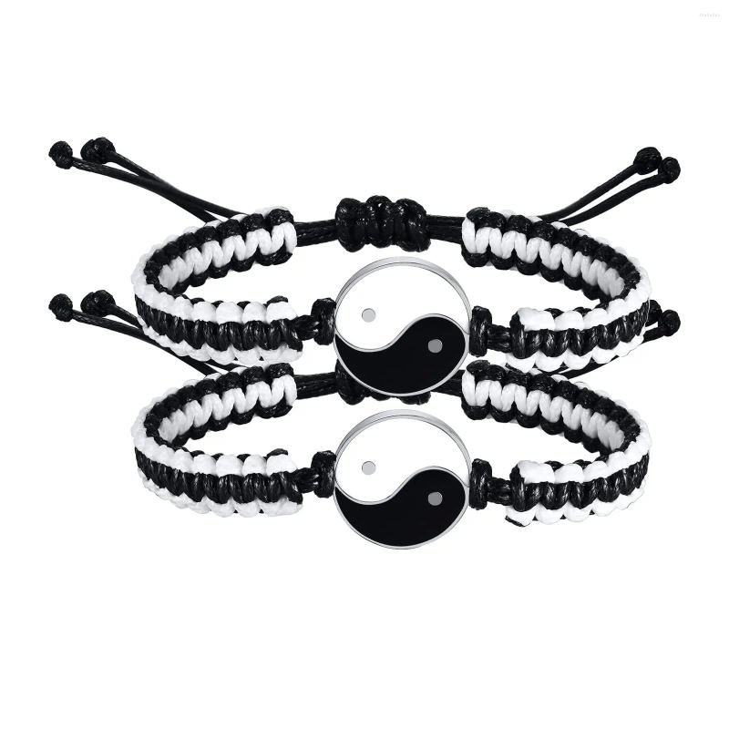 Charm Bracelets Tai Chi Gossip Couple Bracelet For Women Men Friends Adjustable Handmade Yin Yang Baided Fashion Lover Jewelry