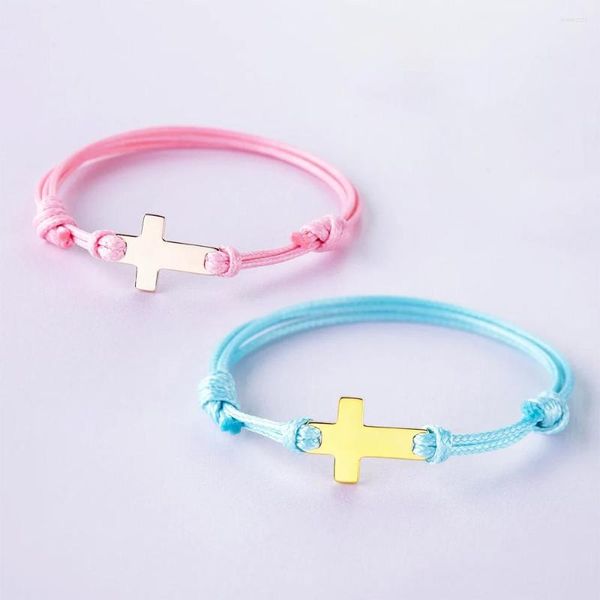 Pulseras con abalorios Tangula, exquisita pulsera cruzada de acero inoxidable para niños, cuerda multicolor a la moda, regalos de joyería ajustables