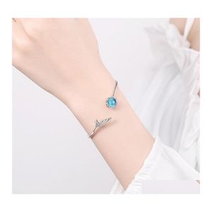 Pulseras de encanto TB104 Cola Pescado Mujer Súper Hada Estudiante Sirena Lágrimas Bosque Viento Frío Azul Pulsera de Cristal Artificial 1302 Q2 D Ot5Hl