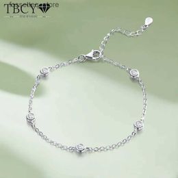 Bracelets de charme TBCYD 3mm 0.5cttw D couleur VVS1 Moissanite pour les femmes 925 en argent Sterling diamant rond bulle main chaîne bijoux cadeaux L240319