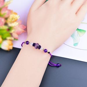 Pulseras con dijes Temperamental exquisita violeta cristal tejido a mano hilo de cera pulsera estilo étnico Original Retro mujeres