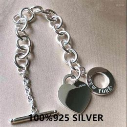 Bedelarmbanden Tf Heart Tag 925 sterling zilveren armband Love High-end extravagante sieraden Cuba-ketting Kerstcadeaus Ma'a228z