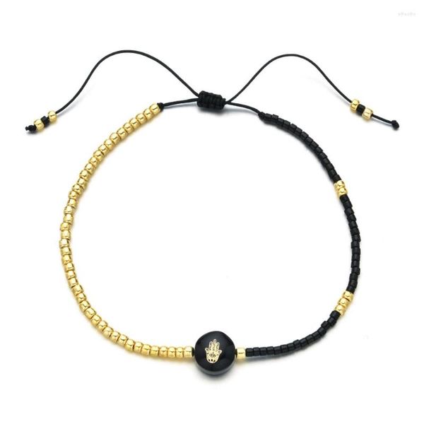 Pulseras de encanto delgadas lindas chapadas en oro pulsera de ojo turco miyuki hamsa mano joyería de moda pulseras hechas a mano regalo de las mujeres