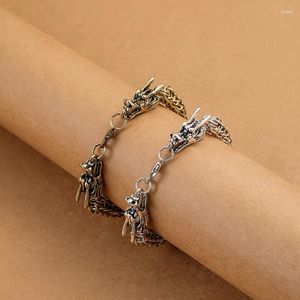 Bracelets de charme Bracelet tête de dragon en trois dimensions Bijoux pour hommes Personnalité à la mode Chinois Dominateur Boyfriends Cadeau 2024