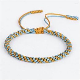 Bracelets de charme Bracelet bouddhiste tibétain noeuds faits à la main amour corde chanceuse pour femmes hommes bouddhisme tressé MTI couleurs bracelet goutte Deliv Dhqc7