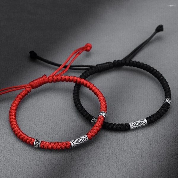 Bracelets de charme Bouddhiste tibétain pour femmes et hommes faits à la main chanceux Koi poisson tressé corde bracelet réglable chance foi couple amis