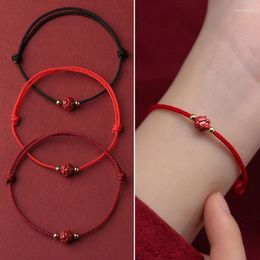 Bracelets de charme Tibétain Bouddhiste Lotus Bracelet Perlé À La Main Tressé Réglable Fil Rouge Chanceux Pour Femmes Hommes Couple Bijoux