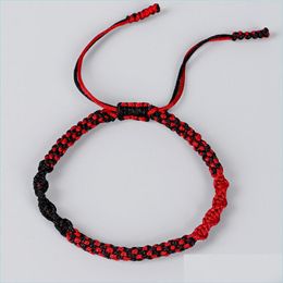 Charme Bracelets Tibétain Bouddhiste Chanceux Maïs Noeuds Bracelet Femmes Hommes Nouvelle Mode À La Main Bleu Rouge Noir Chaîne Tressé Bijoux Cadeau Dhmv6