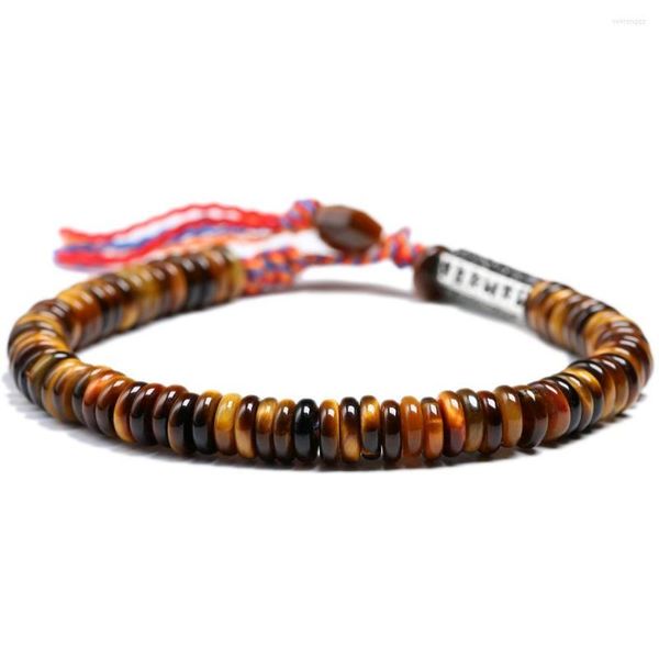 Pulseras con dijes Budista tibetano OM Gem Cuentas de ojo de tigre Regalos para mujeres Joyería de la suerte hecha a mano 6MM