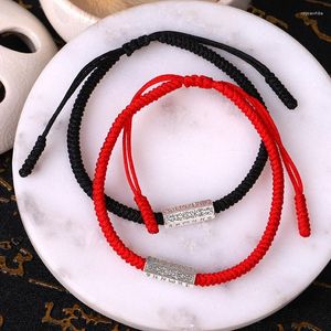 Pulseras con dijes Budista tibetano Seis caracteres Dragon Boat Festival Pulsera trenzada roja