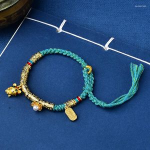 Bracelets porte-bonheur Tibétain main corde tissé à la main bleu Bracelet Thangka dieu de la richesse vert Tara Zakiram accessoire livraison directe