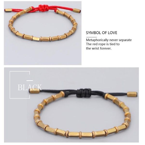 Bracelets porte-bonheur tibétains faits à la main, perles en cuivre pur, corde porte-bonheur, Bracelet bouddhiste, Protection, bijoux tressés noirs pour femmes