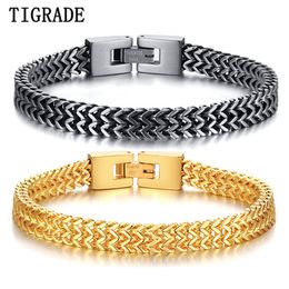 Bedelarmbanden tigrade heren roestvrijstalen armband gevlochten touwketen armbanden zilver/goud/zwarte kleur pulseira masculina mannelijke sieraden 230814