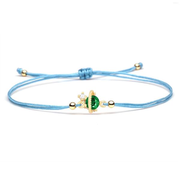 Pulseras con dijes Tiny Copper Chic Green Crystal Cubic Zirconia The Planets Star Bracelet Red String Protect Good Luck Joyería ajustable