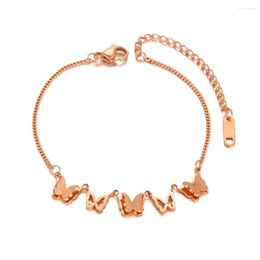 Bedelarmbanden titanium roestvrij staal CZ Crystal Chain Link for Women Bohemia 5pcs Butterfly Animal Bracelet B21015