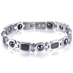 Charm Armbanden Titanium Staal Energie Armband Koolstofvezel Terahertz Magneet Anti-vermoeidheid Negatieve Ionen Anti-straling Gezondheid