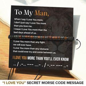 Pulseras con dijes para mi hombre Te amo Código Morse Pulsera Parejas Joyas para él Novio Esposo Día de San Valentín Regalos de Navidad