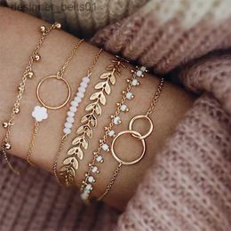 Charm Bracelets Tocona bohème gland Bracelets pour femme Boho bijoux feuilles géométriques perles couches main chaîne bracelet à breloques ensemble 9143L231214