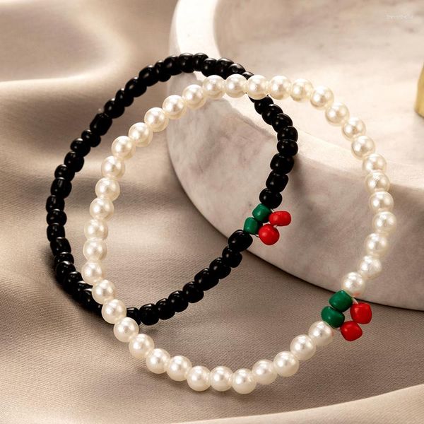 Bracelets porte-bonheur ToconaLovely rouge cerise pour femmes filles breloques perlées à la main Adjustbale bijoux accessoires en gros 20386