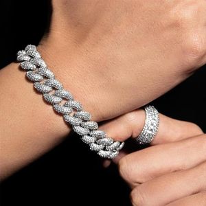 Bracelets de charme Top Qualité 15mm Largeur Micro Pave CZ Glacé Bling Cubain Lien Chaîne Bracelet Pour Hommes Hip Hop JewelryCharm228d